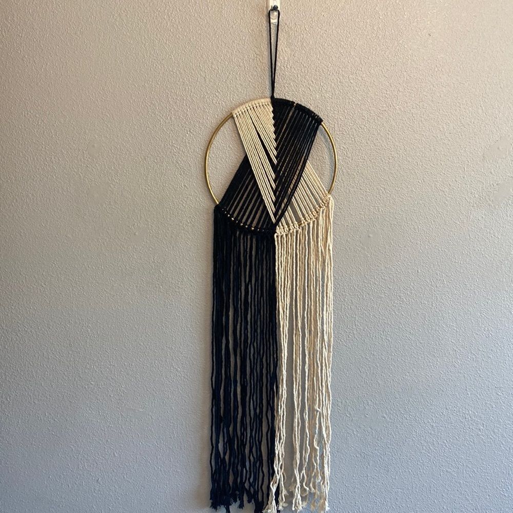 Macrame wall art- cream and black